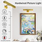 Picture Light, 18" Brass Picture Lights for Wall, Gold Art Lights Hardwired, Dimmable Gallery Light, 3000K Vanity Lights, Picture Frame Light for Bathroom Wall Sconces Artwork Poster Display
