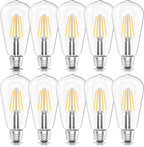 Ralbay ST64 Vintage LED Edison Bulbs 10 Pack, 60W Equivalent, Bright Natural White Light 4500K, Clear Glass E26 Medium Base