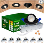 zouzai 2 Inch 5CCT Gimbal Black Led Recessed Lighting with Junction Box, 360°+90° Adjustable Led Recessed Lights, 2700K/3000K/3500K/4000K/5000K, 5W Eqv 50W, 550LM Brightness - ETL (Black, 6 Pack)