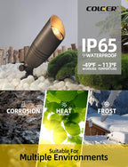 COLOER Brass Landscape Spotlights, 12 Pack Landscape Light Fixture with 5W Aluminum Housing MR16 LED Bulb 2700K 450LM, 12V AC/DC Low Voltage Outdoor Spot Lighting, Uplight for Garden and Patio(102B)