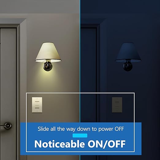 LIDER Dimmer Switch for Dimmable 200W LED/CFL Lights, Single Pole, 120 V, Modern Upgrade, UL Listed, Wall Plate Included, Light Almond, 2 Pack