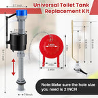 Saillong Universal Toilet Flusher Replacement Kit, Fill Valve, 2-Inch Flapper, Side Mount Handle Lever, Water-Saving, Adjustable Toilet Repair Kit Inside Tank, Easy to Install(1 Set,Blue Grey, Red)