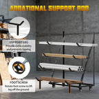 4 Tier Pipe And Lumber Storage Rack - Heavy Duty Pipe Rack With 4IN Swivel Casters And Adjustable Support Bar Weight Capacity Up To 1200LBS, Plywood Storage Shelf For Garage, Workshop And Warehouse