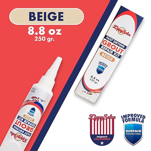 Tile Grout, Repair Kit, Restore & Renew Tile Joints Line, Fast Drying Tile Grout Paint Squeeze Tube for Bathroom Shower Kitchen Floor, Waterproof (8.8 oz, Beige)