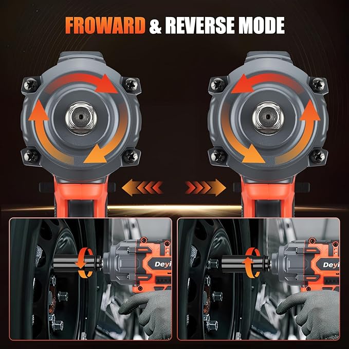 1500N.m (1100Ft-lbs) Cordless Impact Wrench 1/2" Brushless High Torque Impact Wrench with 2x 4.0Ah Batteries, 6 Sockets for Car, RV, Truck Wheel Lug Nuts