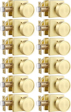 Haidms Gold Door Knobs Interior, Zinc-Alloy Heavy Duty Round Brushed Gold Privacy Door Knobs for Bedroom Modern Bathroom Interior Door Lock Bulk(12 Pack)