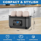 Electric Rapid Egg Cooker, 6 Egg Capacity for Hard Boiled Eggs, Poached Eggs, Scrambled Eggs, or Omelets Maker with Auto Shut Off (Gray)