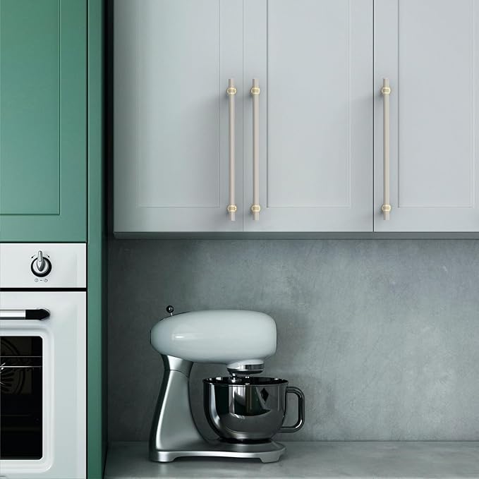 Asidrama 10 Pack 11.3 Inch(288mm) Champagne Bronze and Brushed Satin Nickel Kitchen Cabinet Handles, Cabinet Pulls Kitchen Cabinet Hardware Cupboard Handles Drawer Pulls