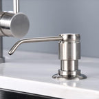 GAGALIFE Soap Dispenser for Kitchen Sink (Brushed Nickel) and Extension Tube Kit, Complete Brass Head, 40" Silicone Tube Connect to The Soap Bottle Directly, Say Goodbye to Frequent Refills