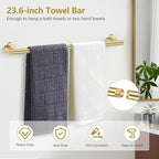 TQKAG 5 Piece Bathroom Towel Bar Holder Sets Brushed Gold Bathroom Hardware Set Stainless Steel Toilet Paper Holder with Shelf Bathroom Accessories Kit Wall Mounted