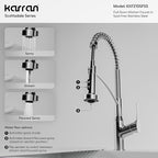 Karran Scottsdale Commercial Style Pull-Down Kitchen Faucet with Sprayer, Spot-Free Stainless Steel, High Arc Single Handle Pre-Rinse Spring Faucet
