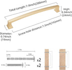 COTYKILEY 10 Pack 7.5 Inch(192mm) Brushed Brass Cabinet Handles Gold Kitchen Cabinet Pulls Cabinet Door Handles Kitchen Cabinet Hardware Cupboard Drawer Pulls Dresser Handles