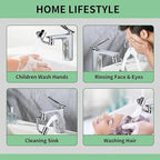 Rotatable Faucet Aerator Extension, Universal U-Shaped Faucet Extender with 1440° Swivel, 2-in-1 Anti-Splash Aerator for Kitchen Sink & Bathroom Faucet