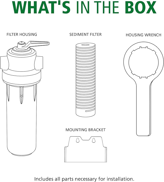 AO Smith Whole House Water Sediment Filter - Valve-in-Head Single-Stage Filtration System - NSF Certified - AO-WH-PREV