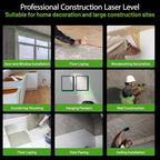 Huepar Laser Level 3x360 Self Leveling with 2 Rechargeable Batteries, 3D 12 Lines High Brightness Green Laser Level for Construction or Home Renovation, LS03CG