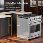 Empava Slide-in & Freestanding Gas Range Stove,4.55 Cu. Ft. Convection Oven Capacity with Mechanical Knobs Control-Heavy Duty Cast Iron Grates 5 Sealed Burners Cooktop, Stainless Steel,30 Inch