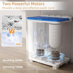 Zynkez Portable Washing Machine, 20Lbs Compact Twin Tub Laundry Washer with Built-in Drain Pump, Semi-Automatic 12Lbs Washer and 8Lbs Spinner Combo for Apartments, Dorms, RVs