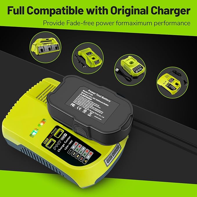 2 Packs P103 18V 3000mAh Lithium Battery Compatible with Ryobi 18V Cordless Power Tools