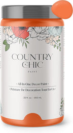 Country Chic All-in-One Chalk Paint for Furniture, Cabinets, Home Decor, Eco-Friendly, Matte Finish, Built-In Primer & Top Coat for Wood, Metal - Persimmon (Orange) - Quart 32 oz (950 ml)