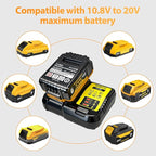 2-Pack 8000mAh 20V Max Lithium-Ion Battery & Charger Combo, High Capacity Replacement for DEWALT 20V MAX Battery Power Tools, Fast Charging Included