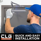 CLG HARDWARE Heavy Duty Commercial Door Closer DC8016 - Slim Line - Surface Mounted, Grade 1- ADA & UL 3 Hour Fire Rated, Adjustable Size 1-6 for Entrances & Aluminum Storefronts - US26D Aluminum