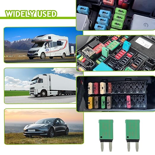 30A DC 12V-14V Auto Reset Circuit Breaker ATM Low Profile T1 Mini Blade Fuses Breakers for Car Trucks Marine Boat RV Solar and More,2 Pack