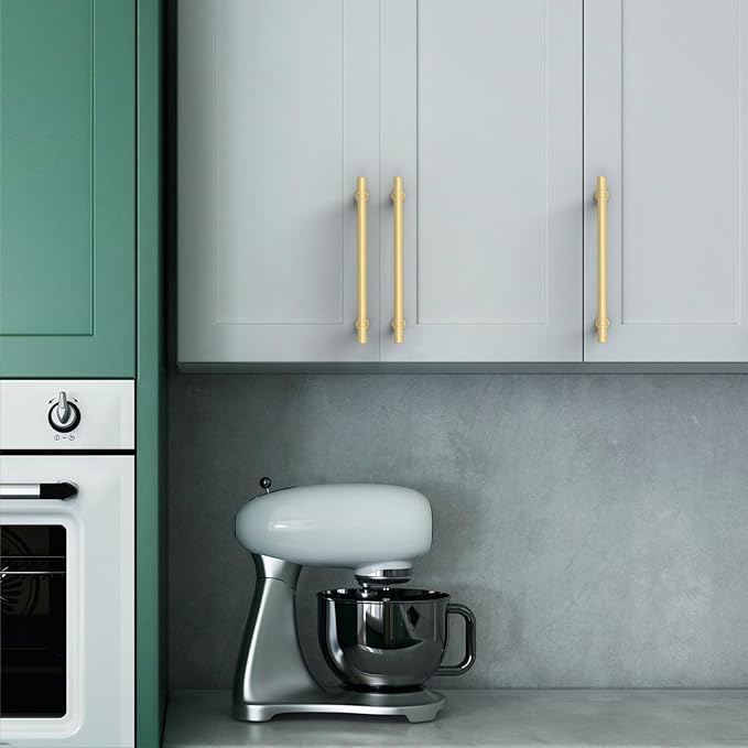 Asidrama 10 Pack 6.3 Inch(160mm) Brushed Gold Kitchen Cabinet Handles, Cabinet Pulls Kitchen Cabinet Hardware Cupboard Handles Drawer Pulls