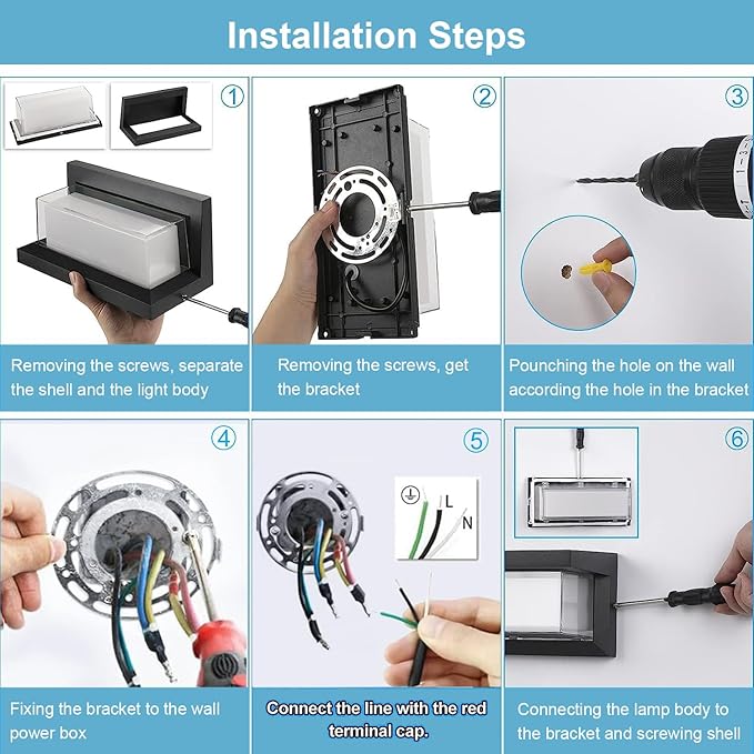 4 Pack 6000K Outdoor Porch Lights, 18W 1800LM LED Wall Lighting, IP65 Waterproof Rustproof Aluminum Modern Exterior Fixtures for Front Door, Patio, Backyard