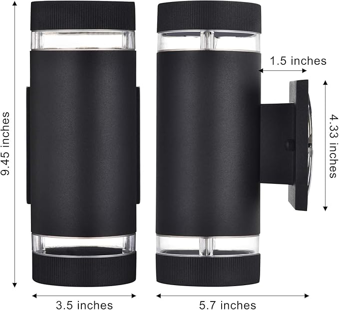 Outdoor Wall Sconce Lights,Dusk to Dawn Outdoor Exterior Lighting - ETL Listed,Modern Outside Patio Light Fixture Wall Mount Design - Up Down Light Fixture White 6000k for Front Door, Porch