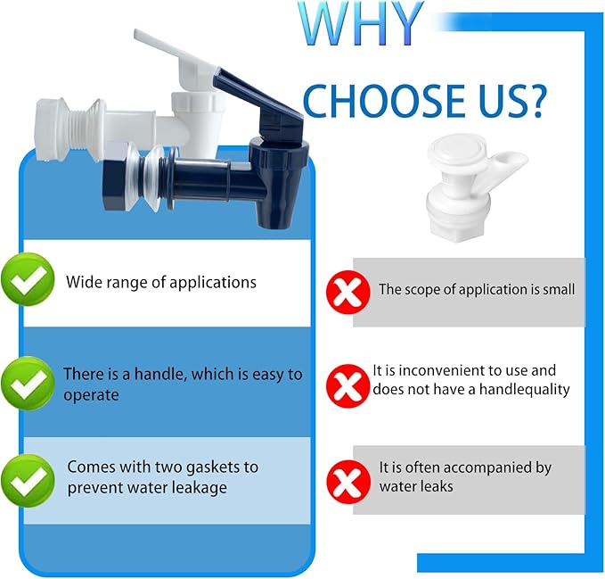 Replacement Cooler Faucet Water Bottle Jug,Water Dispenser Tap Set,BPA-Free Plastic Spigot Spout Water Beverage Lever Pour Dispenser Valve,Water Crock Tap (2 White and 2 Blue)