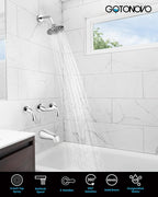 gotonovo 3 Handle Tub Shower Faucet Set, Bathtub Shower Fixture,Bathroom Tub and Shower Faucet Combo Shower System Complete Tub and Shower Trim Kit with 6 Settings Showerhead Polished Chrome