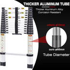 RIKADE Telescoping Ladder 16.5FT & Attic Ladder, Heavy Duty Aluminum with Non-Slip Feet, 330lb Capacity for RV, Attic, Loft & Multi-Surface Use