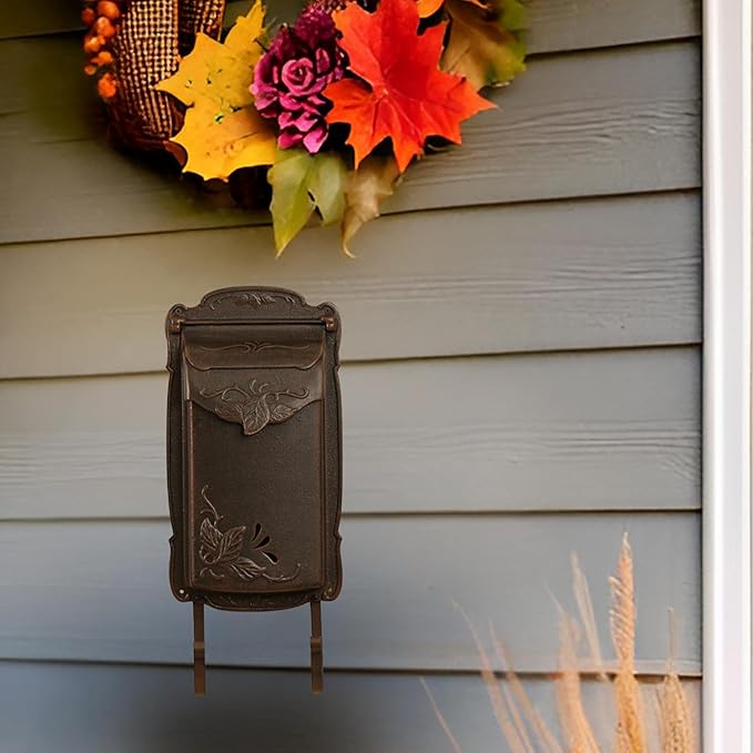 Special Lite Floral Vertical Wall Mount Mailbox - Copper Cast Aluminum Mailbox for Wall Mount - SVF-1001-CP
