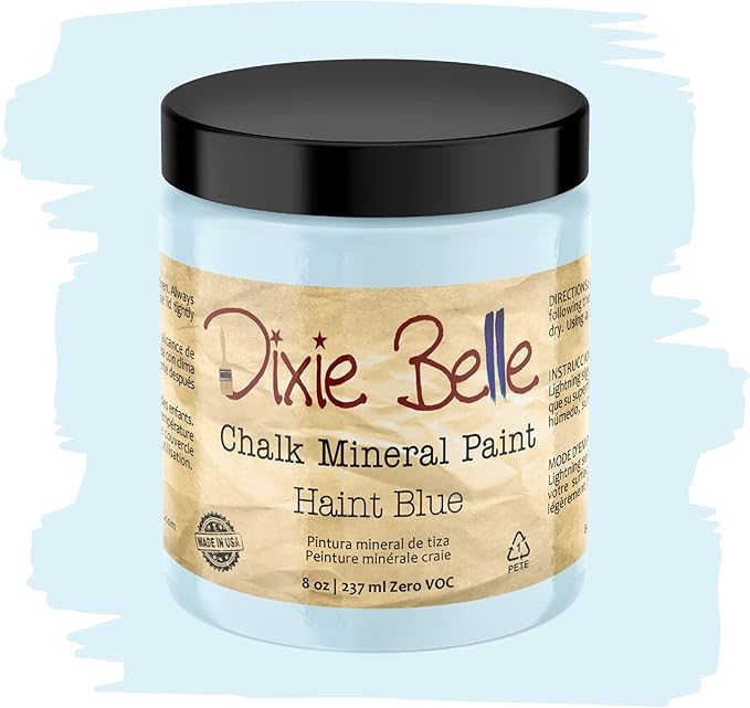 Dixie Belle Paint Company Chalk Finish Furniture Paint - Haint Blue (8oz) - Matte Pastel Blue Chic Chalk Mineral DIY Furniture Paint