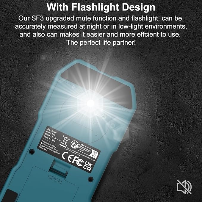 HANMATEK SF3 6-in-1 Stud Finder, High-Precision Wall Scanner for Wood, Metal, and Live AC Wires Detection – Ideal for Home Renovation and DIY Projects