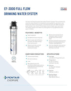 Pentair Everpure EF-3000 Quick-Change Filter Cartridge, EV985750, For Use in Everpure EF-3000 Full Flow Drinking Water System, 3,000 Gallon Capacity, 0.5 Micron