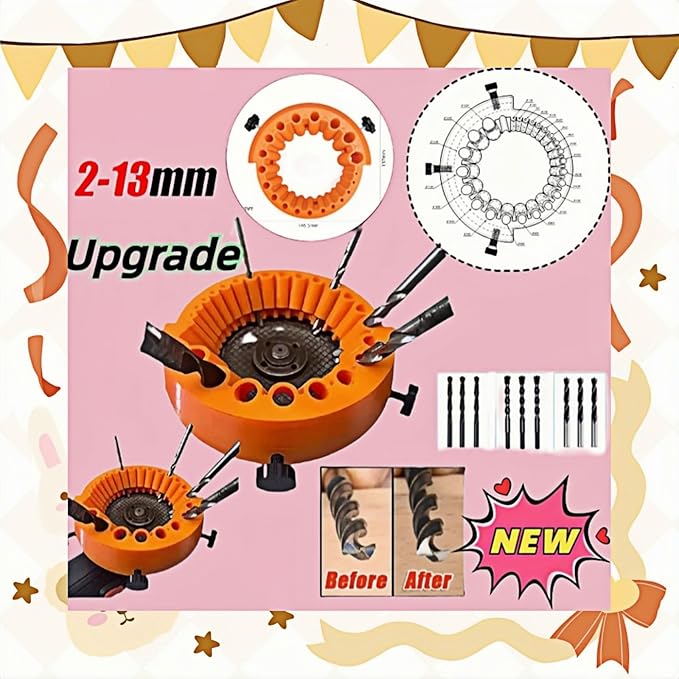 Drill Bit Sharpener for Grinder, Precision Sharpening Tool 2-13mm, Portable Grinder Attachment with Angle Guide, Compatible with 115-125mm Grinders（1PC）