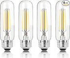 5 Inch E26 Led Bulb Equal 80 Watt, 4000k Neutral White Edison Bulb 6W Dimmable, 800LM T10 T9 Clear Glass Tubular Light Bulbs AC 120V for Chandelier Pipe Pendant Wall Light - UL Cert 4Pack