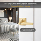 EHOMEWARE 5 Pack Door Knobs Interior, Bathroom Bedroom Door Locks Door Handles in Satin Brass Finish, Heavy Duty Keyless Privacy Door Handles with Locks, Sleek Design & Durable Construction