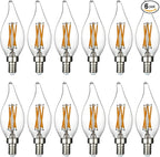 12 Pack E12 Led Light Bulbs 40 Watt Equivalent 4W, CA10 2700K Warm White 400LM Dimmable Chandelier Bulbs, High Brightness Candelabra Bulbs, CA11 Clear Flame Tip Light Bulbs for Chandelier