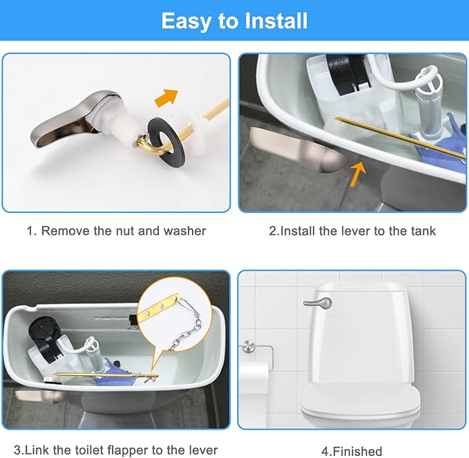 iFealClear 2 Pack Toilet Handle Kit, Universal Front Mount Tank Flush Lever, Solid Brass, Brushed Nickel