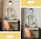 1 Light Modern Bathroom Light Fixtures Over Mirror, Black Gold Vanity Lights for Bathroom Wall Sconces with Milky White Glass Shades, E26 Socket (Bulbs Not Included)