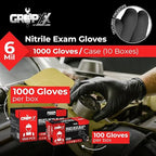 Heavy Duty 6 Mil Black Nitrile Gloves - Disposable, Latex & Powder Free | Mechanic, Food Prep & Tattoo | Rubber Gloves for Cooking, Cleaning & Household | Pack of (200)
