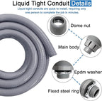 1 inch 100 Ft Electrical Conduit Kit,Liquid-Tight Conduit and Connector Kit with 5 Straight and 3 Angle Fittings Included,Flexible Non - Metallic Liquid Tight Electrical Conduit(1" Dia,100 ft)