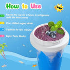 Tgosomt 2Pack Slushie Maker Cup, Quick Magic Squeeze Slushy Cup, DIY Frozen Smoothies Cups, Juice Milk shake Yogurt Ice Cream Maker, Double Layers Cooling Cups, Cool Fun Gifts (Blue&Pink)