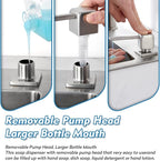 CREA Soap Dispenser for Kitchen Sink, Kitchen Soap Dispenser Brushed Nickel Square Built in Sink Soap Dispenser for Bathroom with 17 OZ Bottle