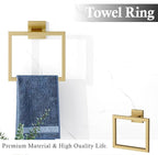 5-Piece Brushed Gold Bathroom Accessories Set – 23.6" Towel Bar, Towel Ring, Toilet Paper Holder & Hooks, Wall Mounted Bathroom Hardware, Rust & Corrosion-Resistant, Ideal for Modern Bathrooms