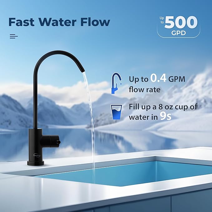 iSpring RO500-ORB Reverse Osmosis System, NSF 58 Certified, 500 GPD Under Sink RO System, Tankless Reverse Osmosis Water Filter, 2:1 Pure to Drain Ratio, White, Oil Rubbed Black Faucet