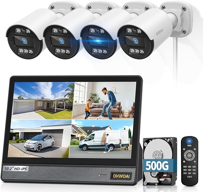 《122° Wide-Angle & All-in-One DVR》Outdoor Wired Security Camera System,CCTV Cameras Outside, Home Video Surveillance Systems