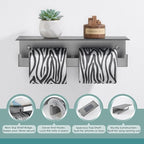 APLusee Gunmetal Gray Double Toilet Paper Holder with Shelf, 304 Stainless Steel Bathroom Tissue Roll Holder, Wall Mounted Paper Dispenser for Bathroom Kitchen, Fits Mega Rolls